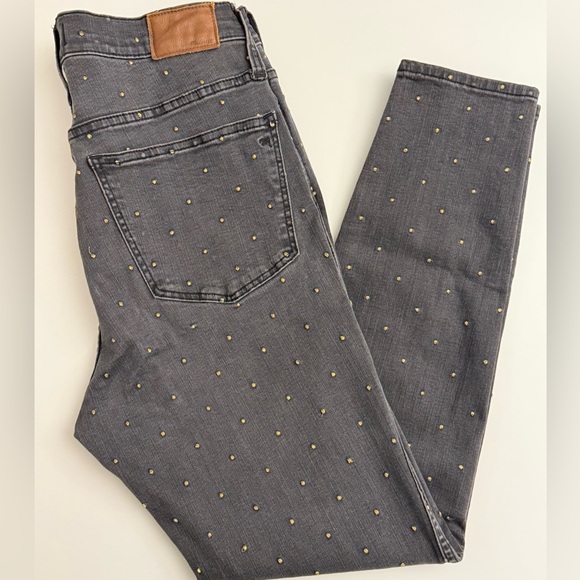 Madewell Denim - Madewell Women's Black Grey 10" High Rise Skinny Jeans Metallic Dot Edition 30